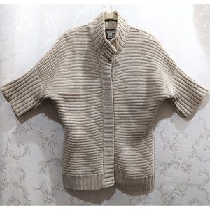 Pima Cotton Wool Heavy Rib Knit Dolman Sleeve Cardigan S Cabincore Chunky Boho